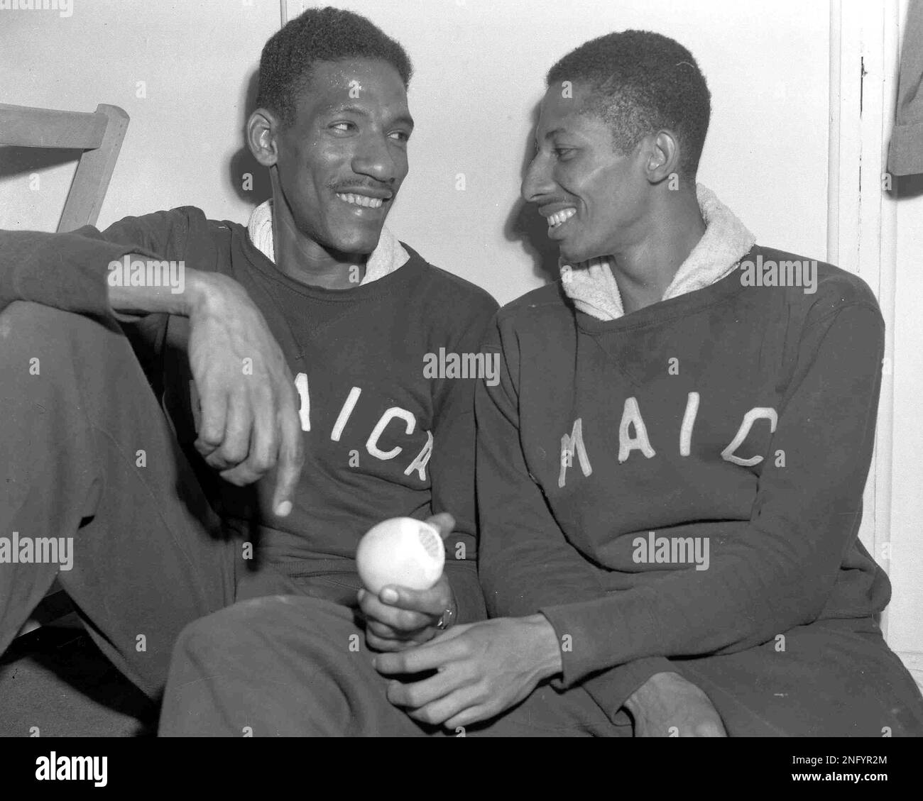 Arthur Wint, left and Herb McKenley, both from Jamaica, in their