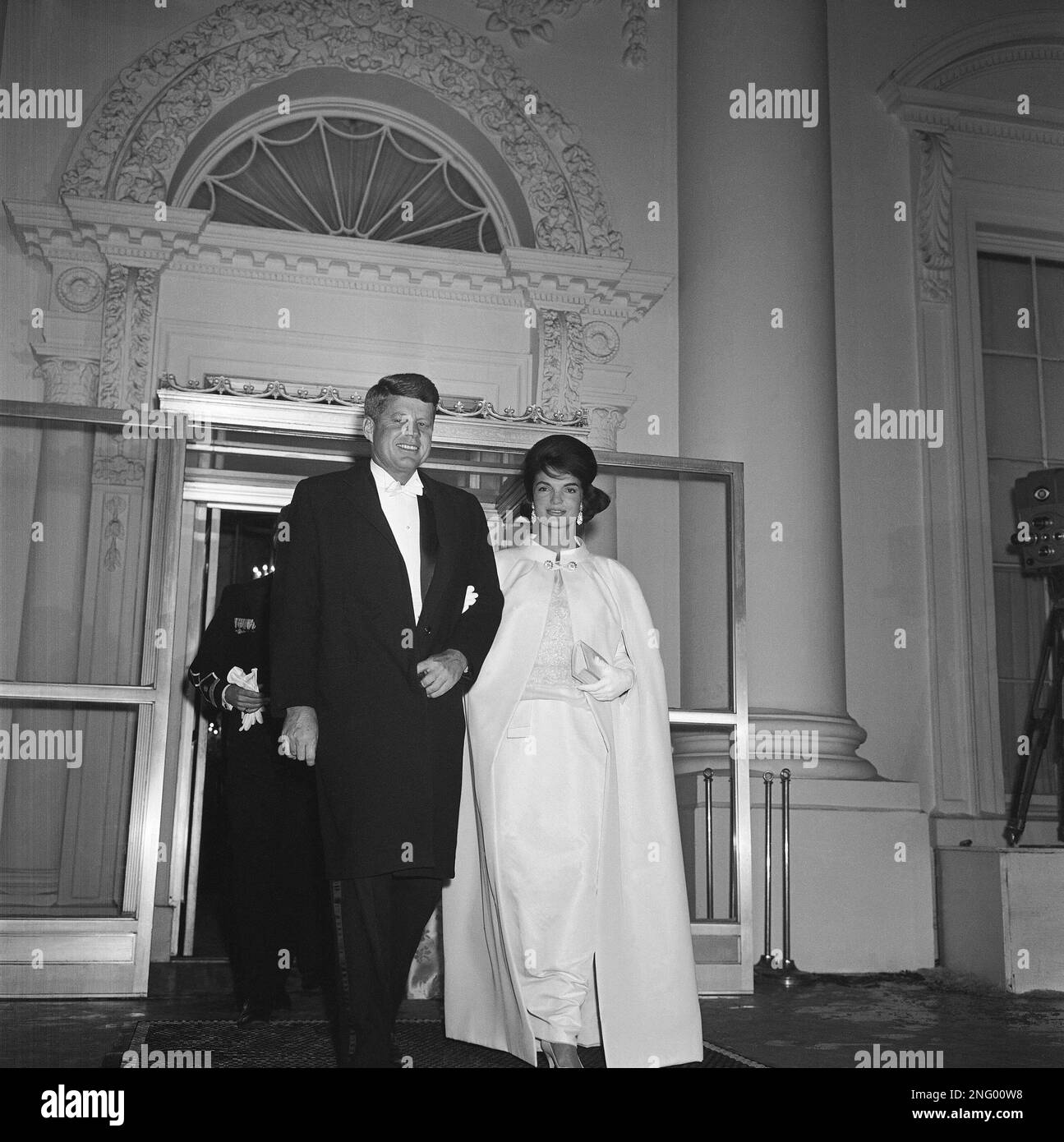 President and Mrs. John Kennedy leave the White House January 20, 1961