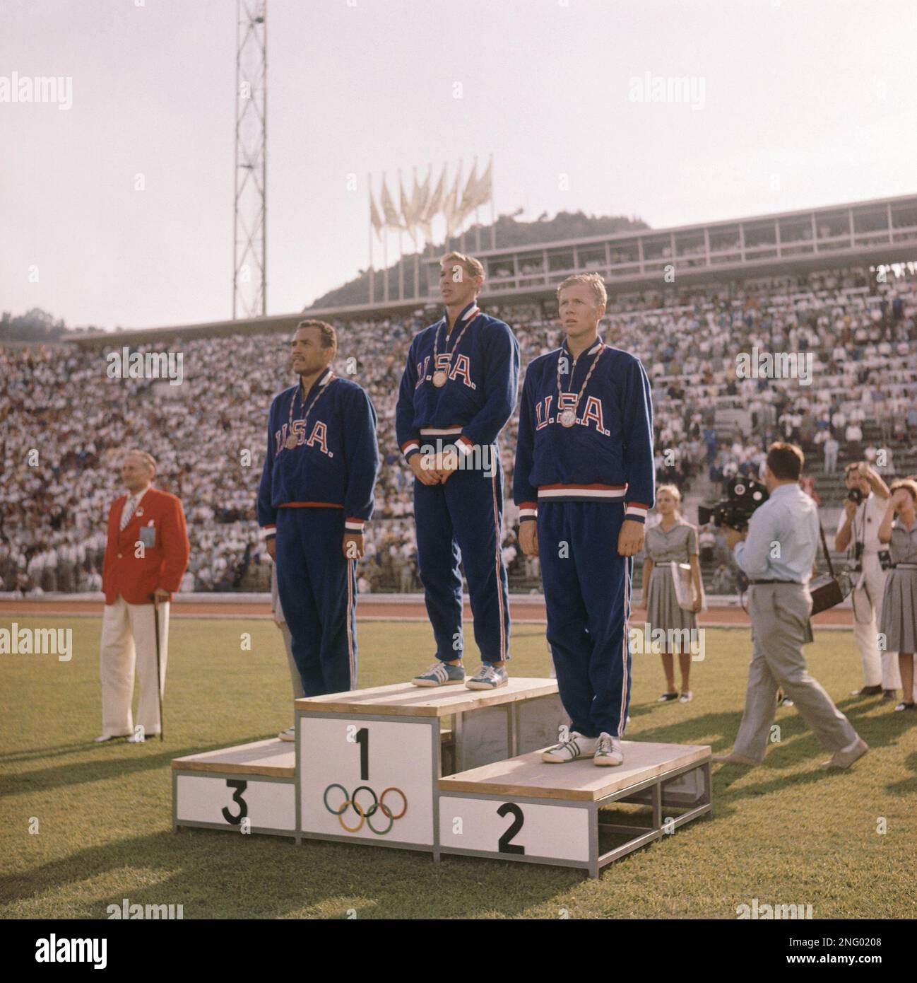 Three winners of the men's 400-meter hurdles race of the Rome Summer ...