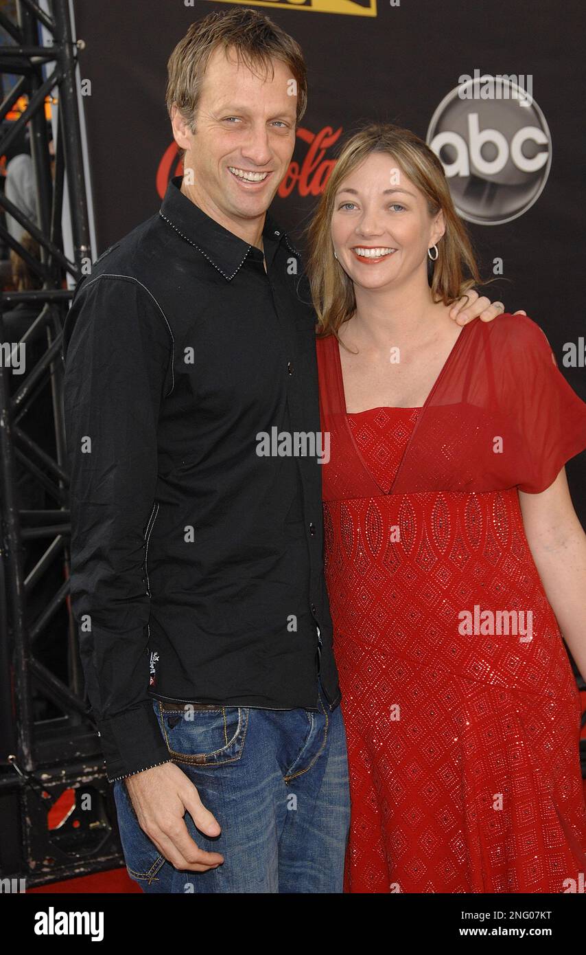 Tony Hawk and wife Lhotse Merriam arrive at the American Music Awards
