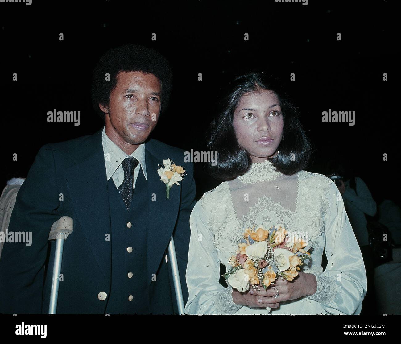 Tennis star Arthur Ashe and his wife Jean Moutoussamy are shown on ...