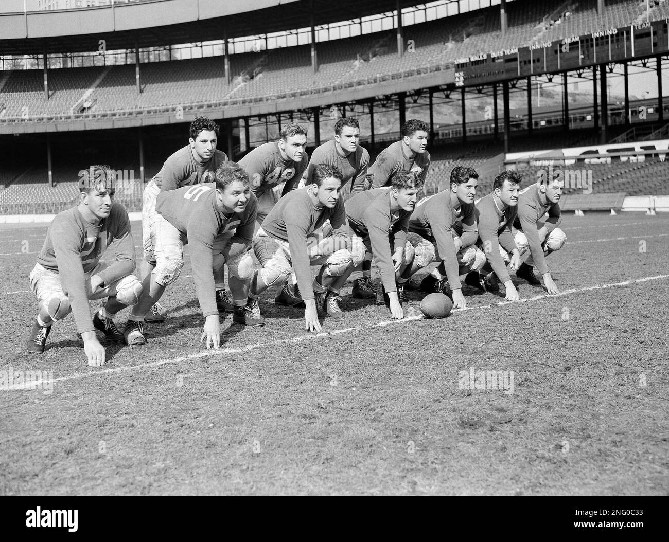 Chicago Cardinals team shown posing Nov. 8, 1939 in New York. Left