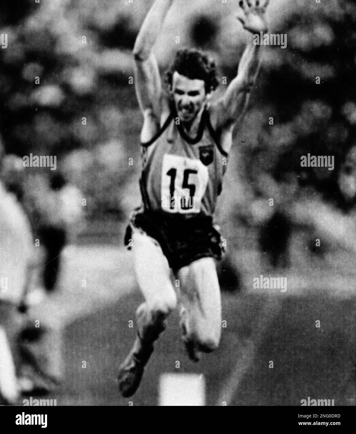 Ian Campbell of Australia begins his triple jump at the Summer Olympics