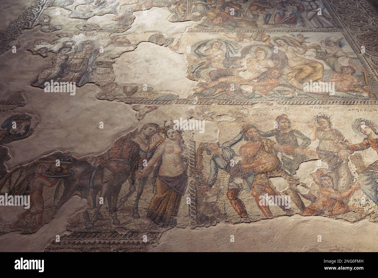 Mythology scene mosaic in The House of Aion villa in Paphos