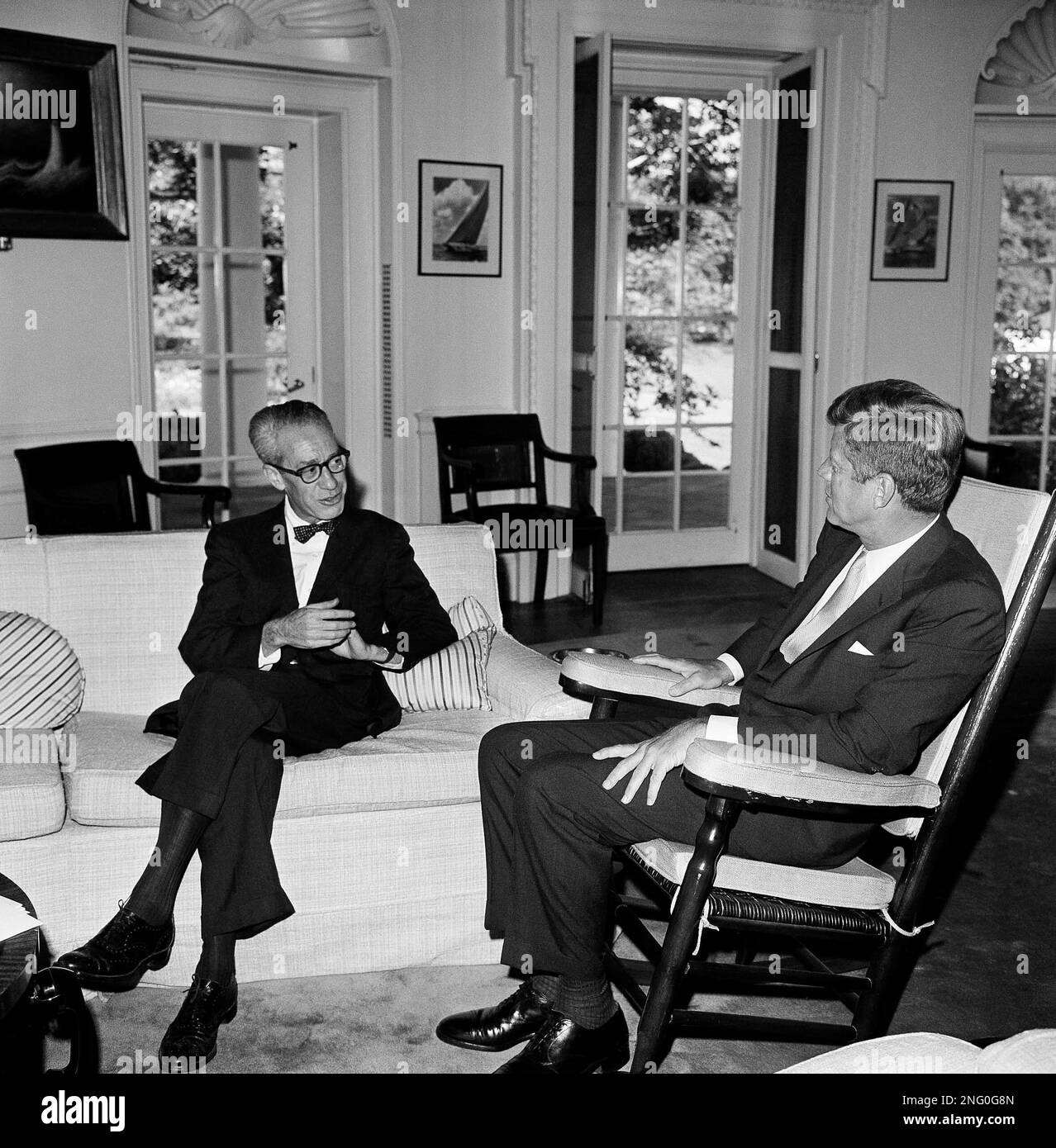 President John Kennedy talks with John Bartlow Martin, U.S. ambassador