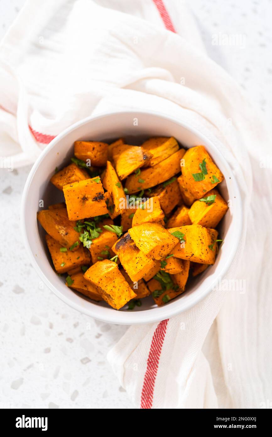 Simple Roasted Sweet Potatoes Stock Photo - Alamy