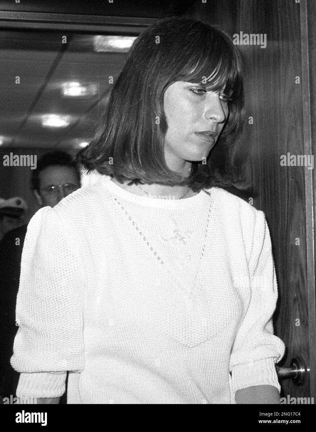 32-year-old Marianne Bachmeier, leaves the court room in a court house ...