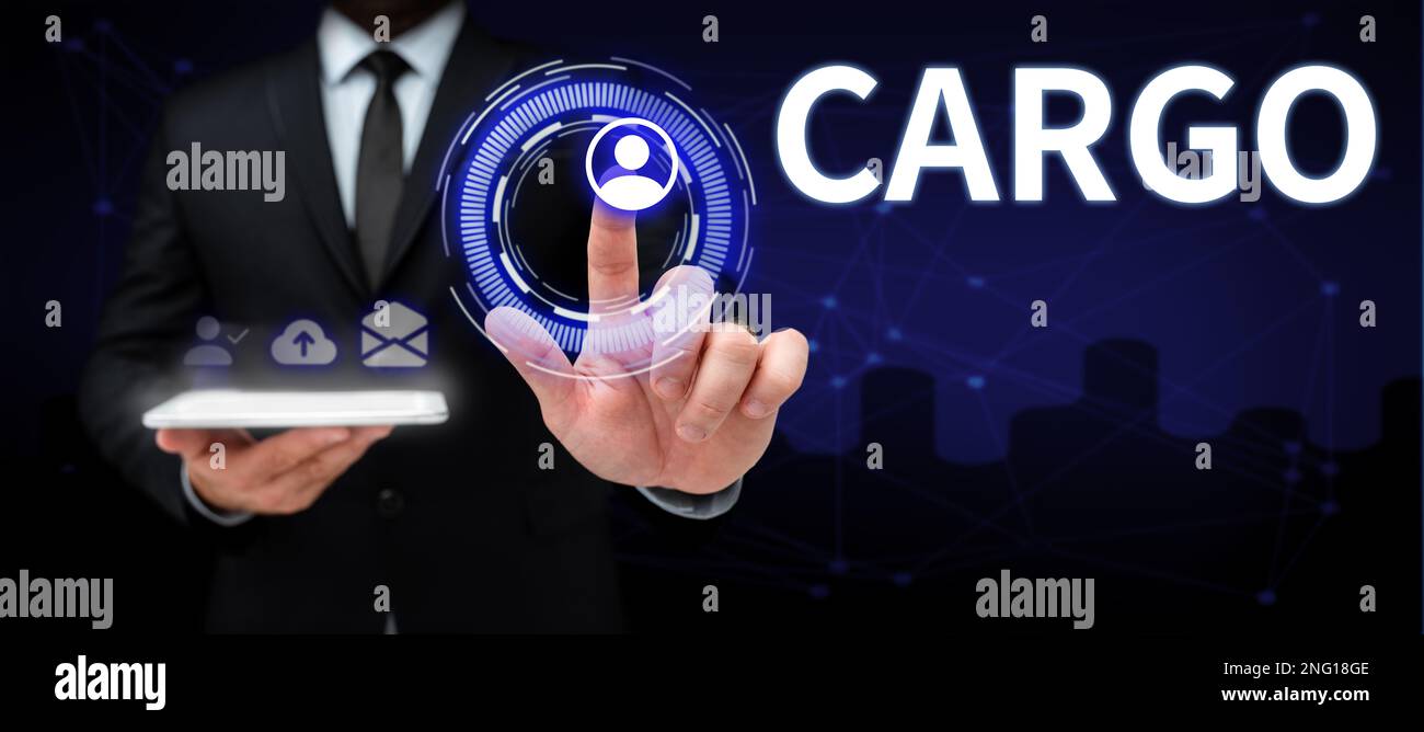 Hand writing sign Cargo. Business showcase The goods Merchandise