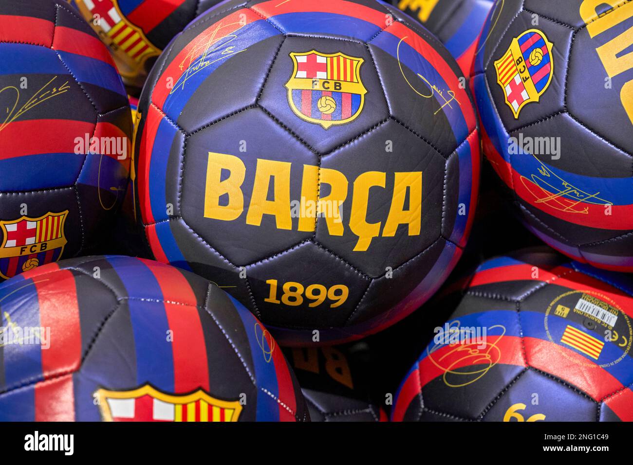 In the official store of FC Barcelona at Camp Nou arena Stock Photo