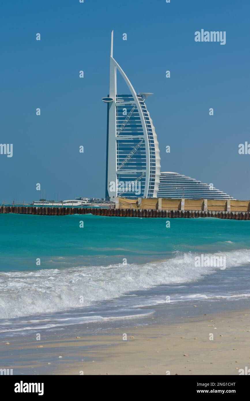 The world's only 7 star hotel Burj Al Arab in Dubai, United Arab Emirates Stock Photo