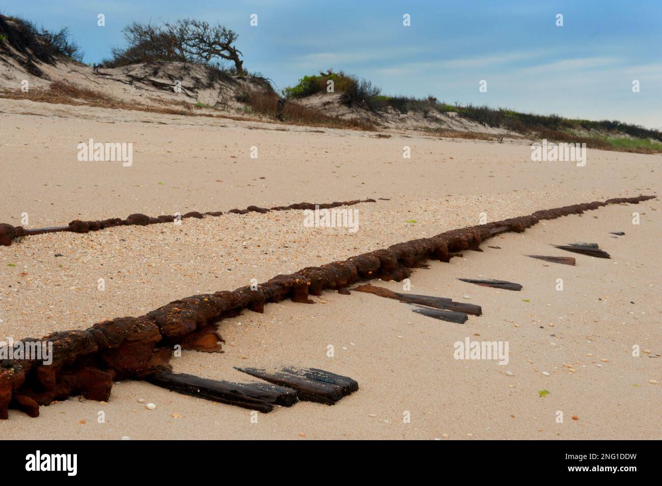 Washed out railroad tracks (Ghost tracks) Higbee Beach Cape May NJ Stock Photo