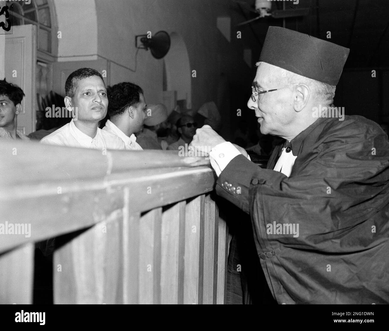 Nathuram Godse, left, one of nine codefendants in the Mohandas Gandhi assassination conspiracy