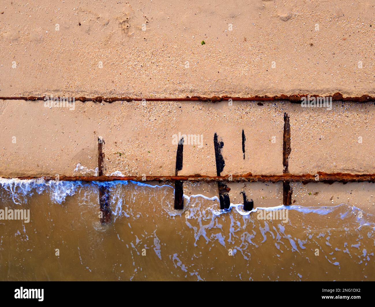 Washed out railroad tracks (Ghost tracks) Higbee Beach Cape May NJ Stock Photo