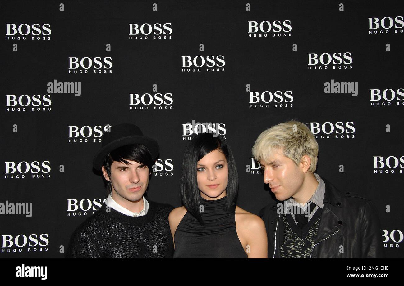 From left, The MisShapes Greg. K, Leigh Lezark and Geordon Nicol arrive at  the BOSS Black Spring/Summer 2008 Ready-To-Wear Runway Collection Show  presented by Hugo Boss at the Cunard Building, Wednesday, Oct.