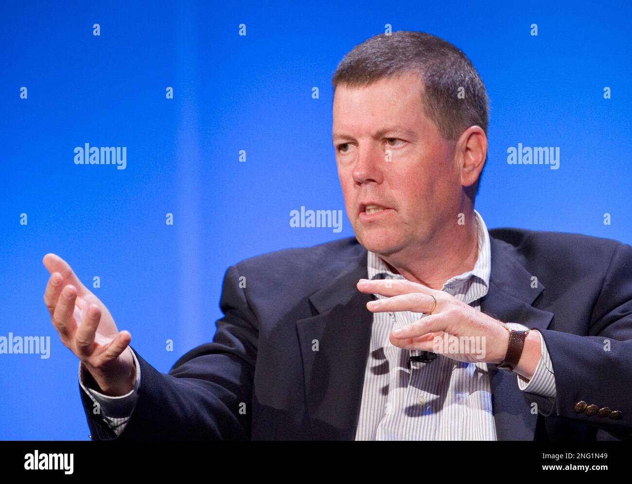 Scott McNealy, the Chairman and Co-Founder of Sun Microsystems, speaks at the World Business Forum on Thursday, Oct. 11, 2007 in New York. (AP Photo/Mark Lennihan) Stock Photo