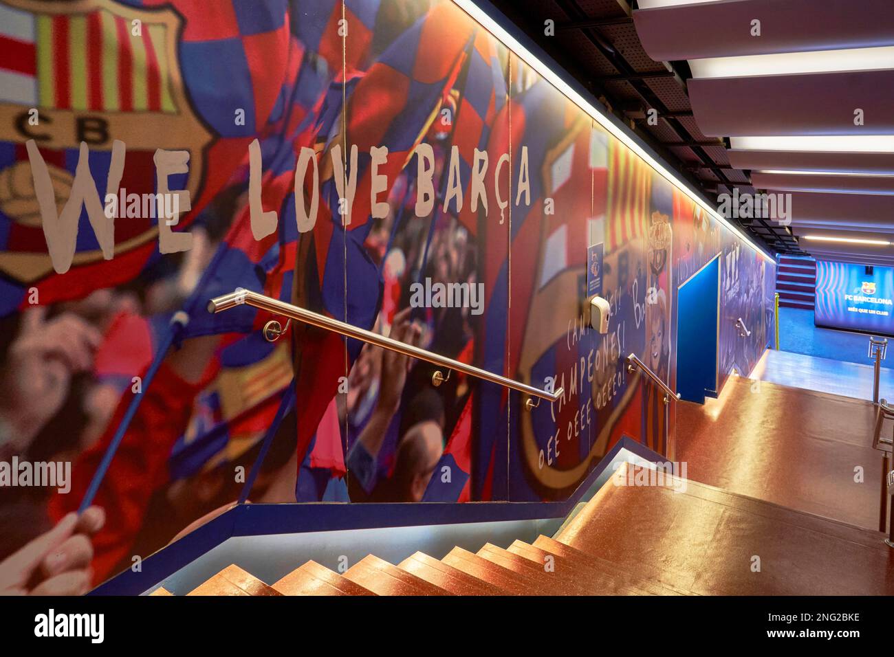 Players' tunnel at Camp Nou arena - the official playground of FC Barcelona Stock Photo