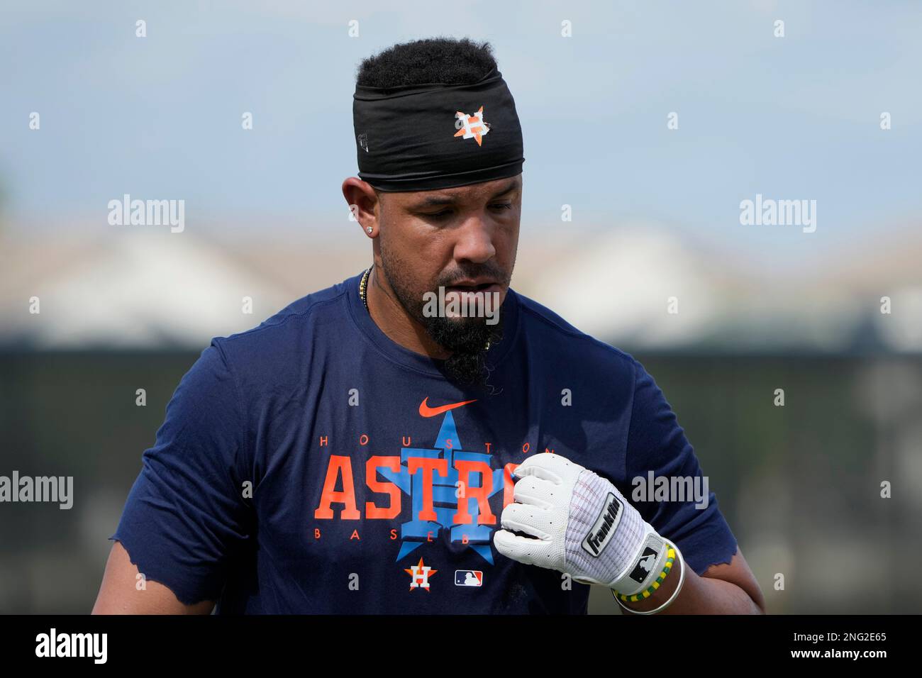 Houston Astros' Jose Abreu pauses while taking batting practice during  spring training baseball practice Friday, Feb. 17, 2023, in West Palm  Beach, Fla. (AP Photo/Jeff Roberson Stock Photo - Alamy