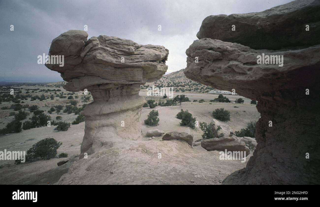 These are rock formations seen about 10 miles outside of Santa Fe, N.M ...