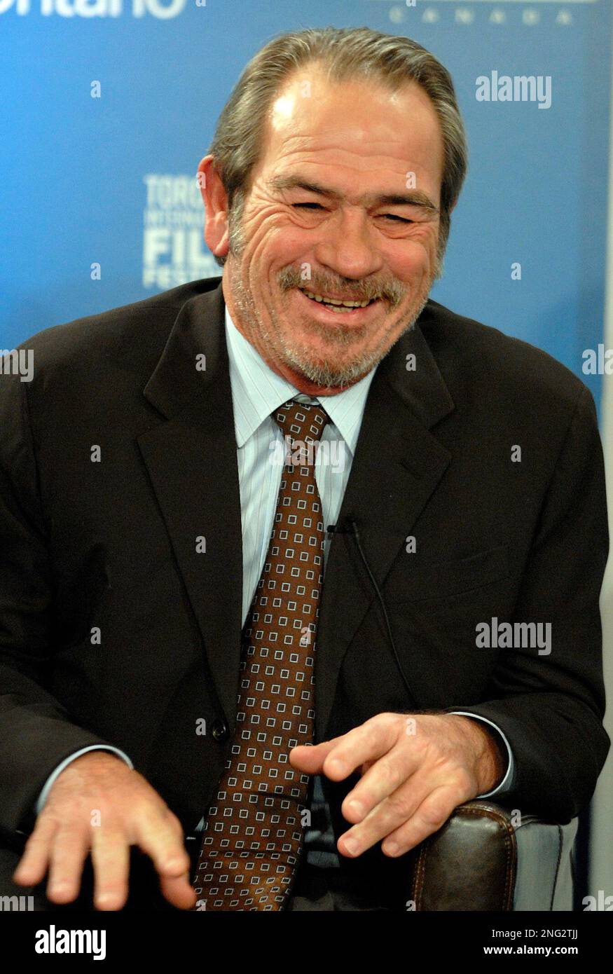 Tommy Lee Jones laughs during a press conference for 'In the Valley of