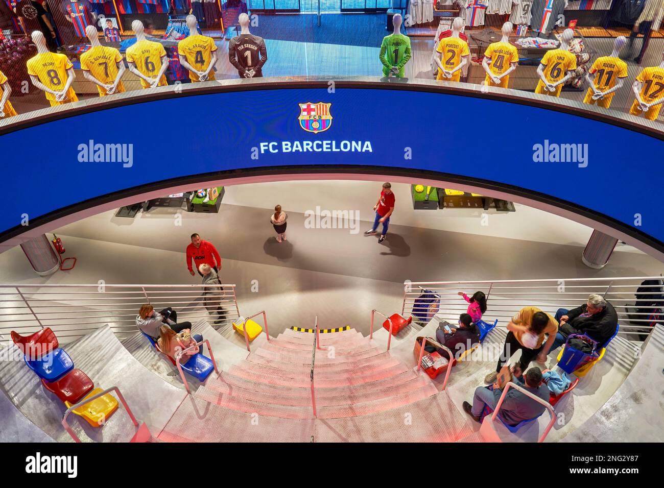 Visiting the official store at Camp Nou arena - the official playground of FC Barcelona Stock Photo