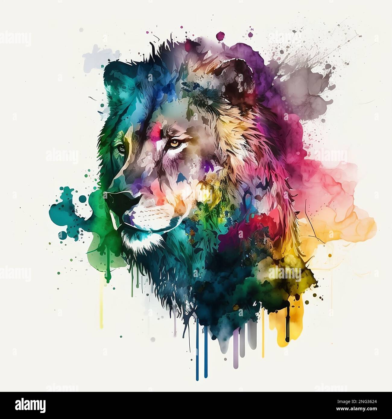 Lion Colourful illustration - Watercolour Drawing Designs/Prints for ...