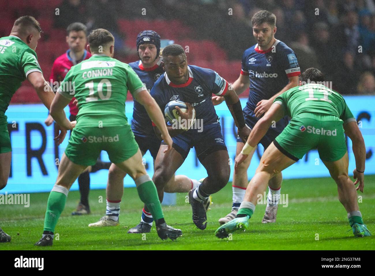Bristol, UK. 17th Feb, 2023. Ratu Naulago of Bristol Bears tries to get