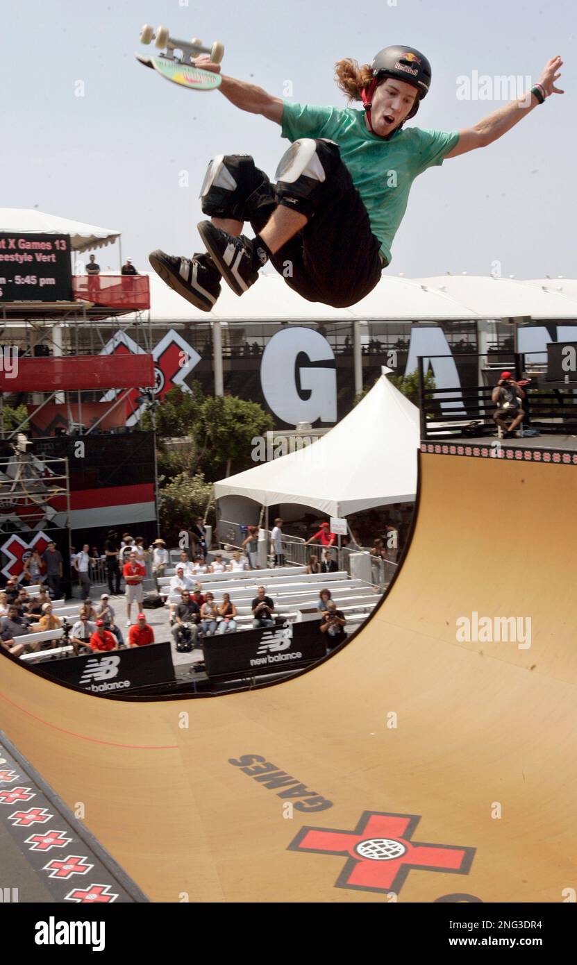 Shaun The Flying Tomato White, who has medalled in winter Olympics and X  Games, practices for the Skateboard Men's Vert competition at the X Games  at Home Depot Center in Carson, Calif.