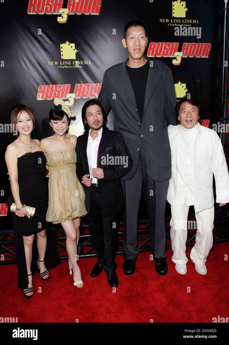 Jackie Chan, right, co star of the film "Rush Hour 3" poses with cast