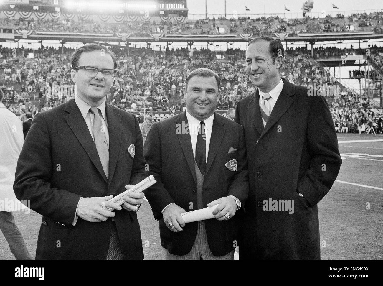 Lamar Hunt left one of the founders of the AFL poses with