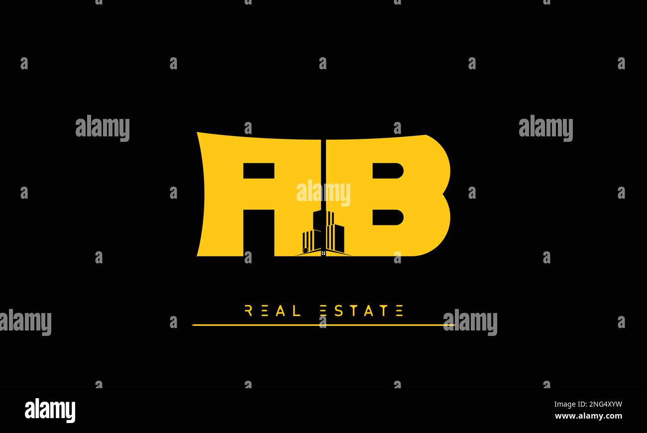 Real Estate letters Initials Monogram logo AB , BA Stock Vector