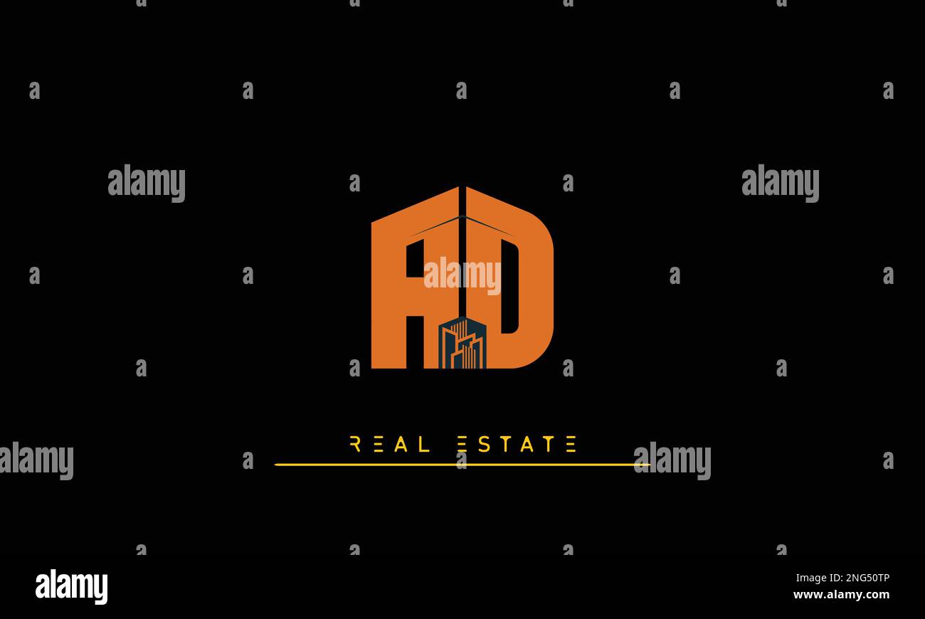 Real Estate letters Initials Monogram logo AD , DA Stock Vector