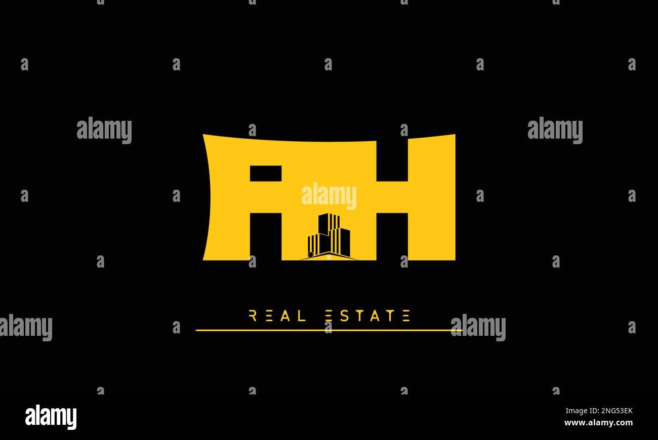 Real Estate letters Initials Monogram logo AH , HA Stock Vector