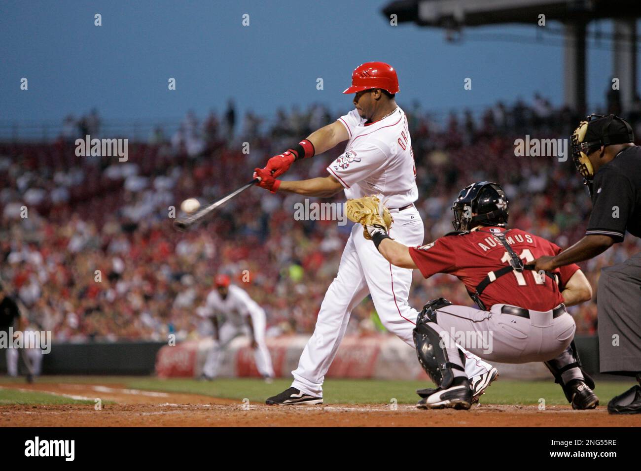 Ken Griffey Jr. of the Cincinnati Reds bats during 7-6 victory over the Los  Angeles Dodgers at Dodger Stadium in Los Angeles, Calif. on Wednesday, Jul  Stock Photo - Alamy