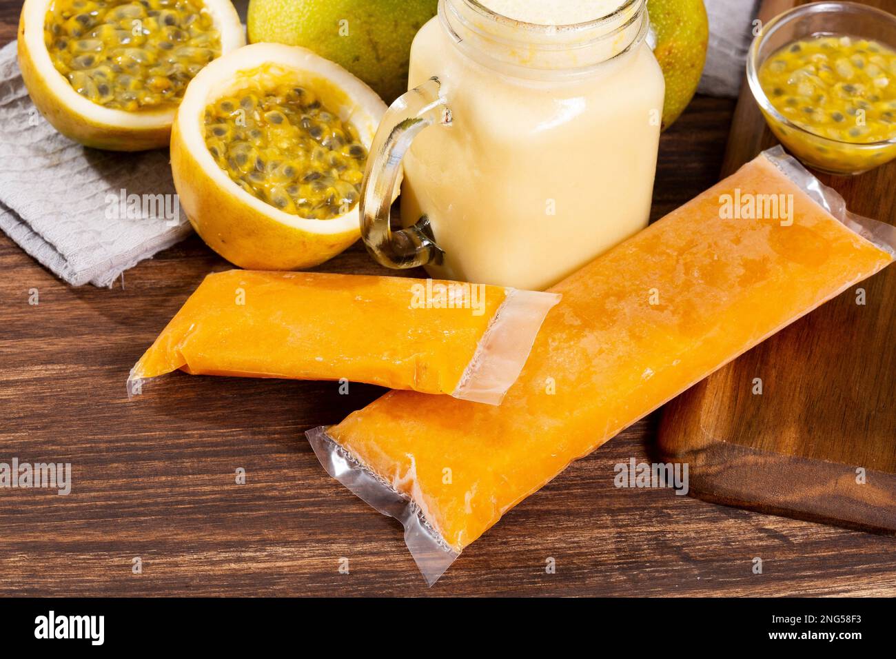 Tasty Pulp Of Fruit Frozen; Pulp Of Passion Fruit Stock Photo Alamy