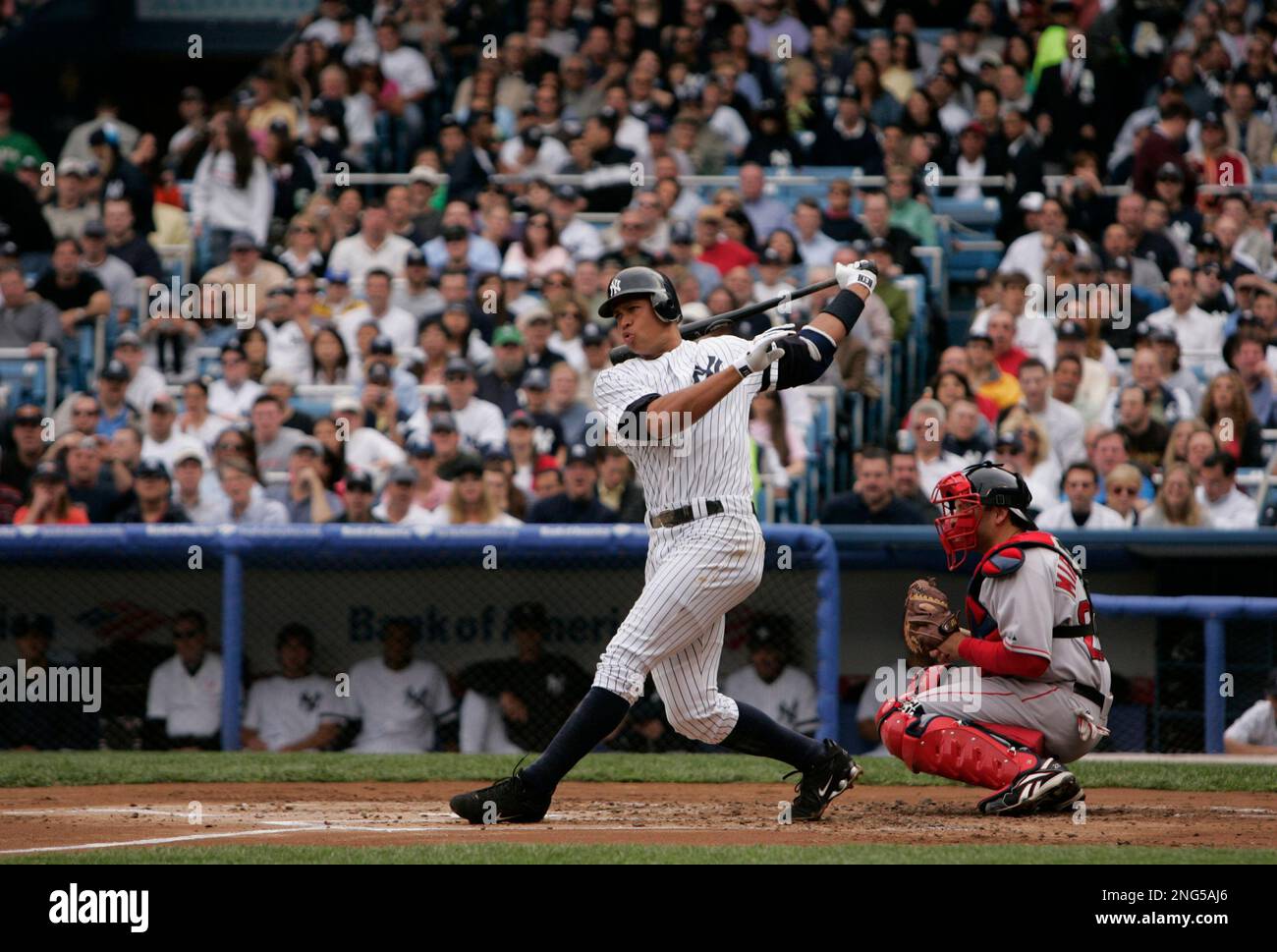 New York Yankees' Alex Rodriguez swings for a strike as Boston Red Sox ...