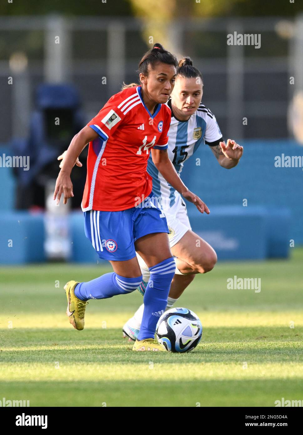 Auckland, New Zealand. 17th Feb, 2023. Miriam Mayorga of Argentina National Women's soccer team seen in action during the FIFA Women's World Cup 2023 Playoff held at the North Harbour Stadium. Final score; Argentina 4:0 Chile (Photo by Luis Veniegra/SOPA Images/Sipa USA) Credit: Sipa USA/Alamy Live News Stock Photo