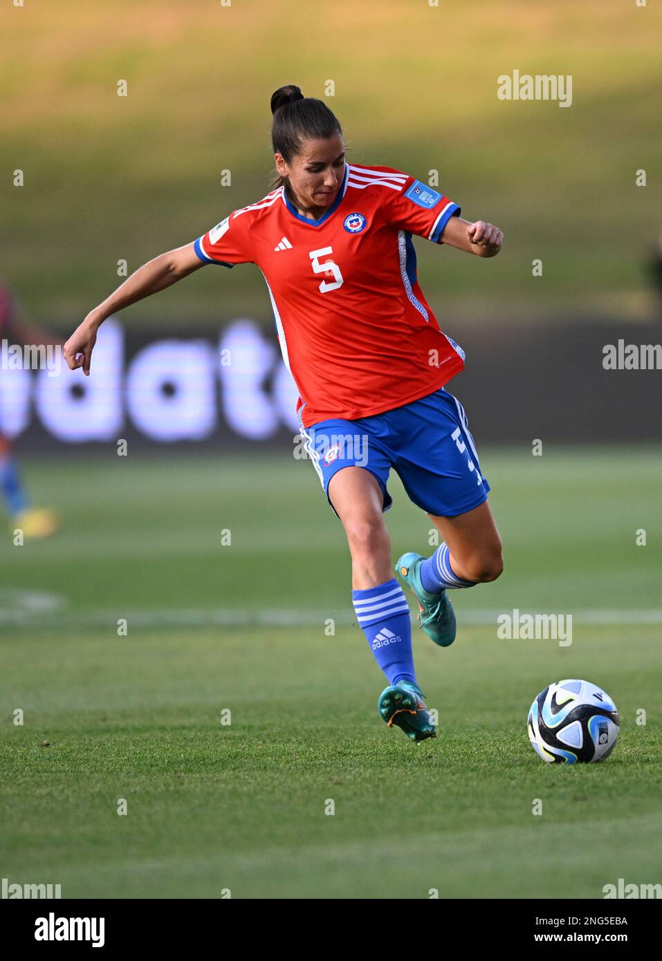 Auckland, New Zealand. 17th Feb, 2023. Fernanda Ramirez of Chile Women's National soccer team seen in action during the FIFA Women's World Cup 2023 Playoff held at the North Harbour Stadium. Final score; Argentina 4:0 Chile (Photo by Luis Veniegra/SOPA Images/Sipa USA) Credit: Sipa USA/Alamy Live News Stock Photo