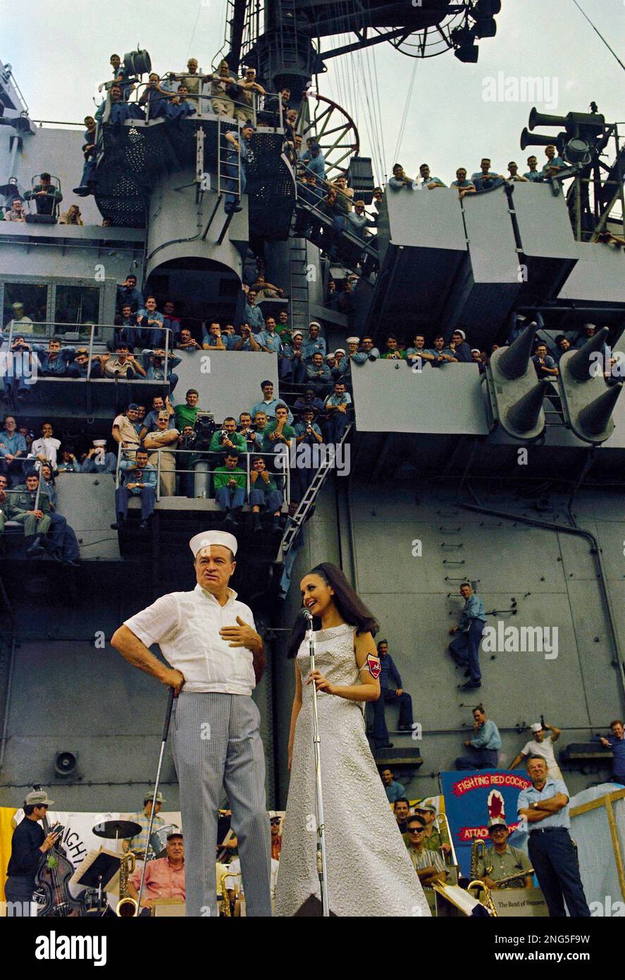 Madeleine Hartog Bell, Miss World of Peru, is shown at a dance with Bob