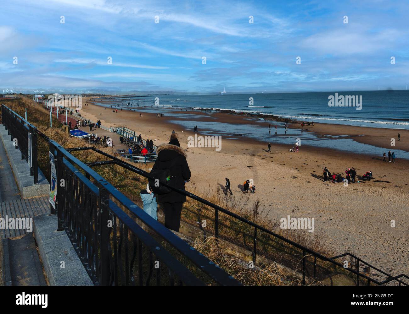 Big blue sky over a winter beach Stock Photo