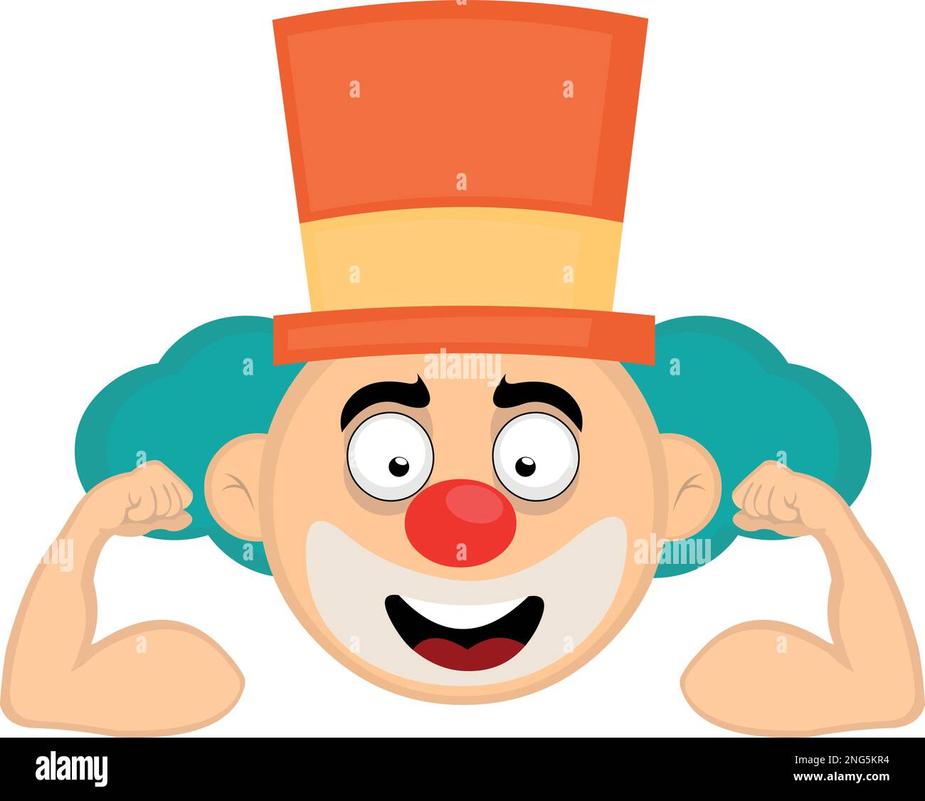 vector illustration face clown cartoon showing the biceps of the arms Stock Vector