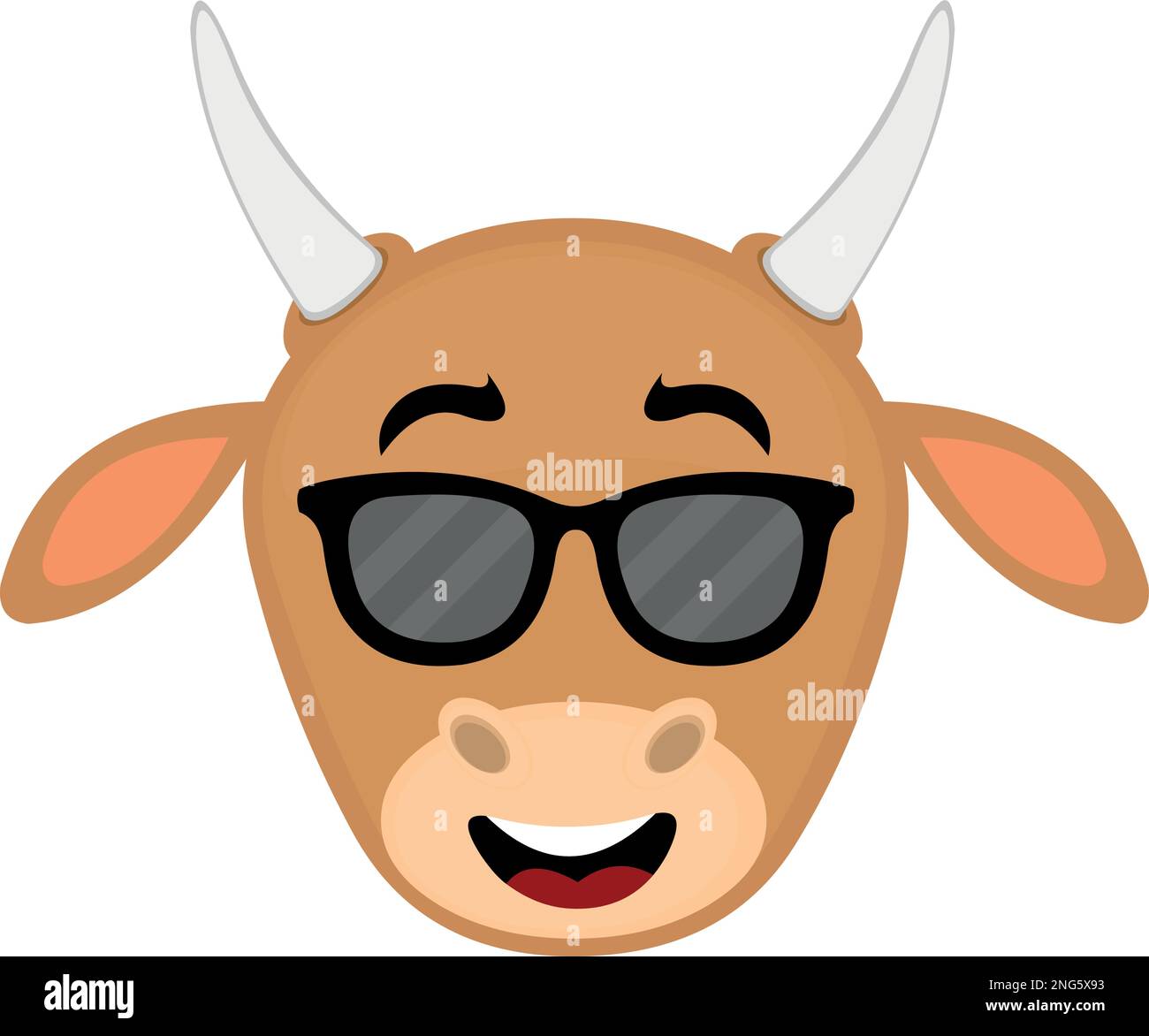 vector illustration face of a cartoon cow with sunglasses Stock Vector