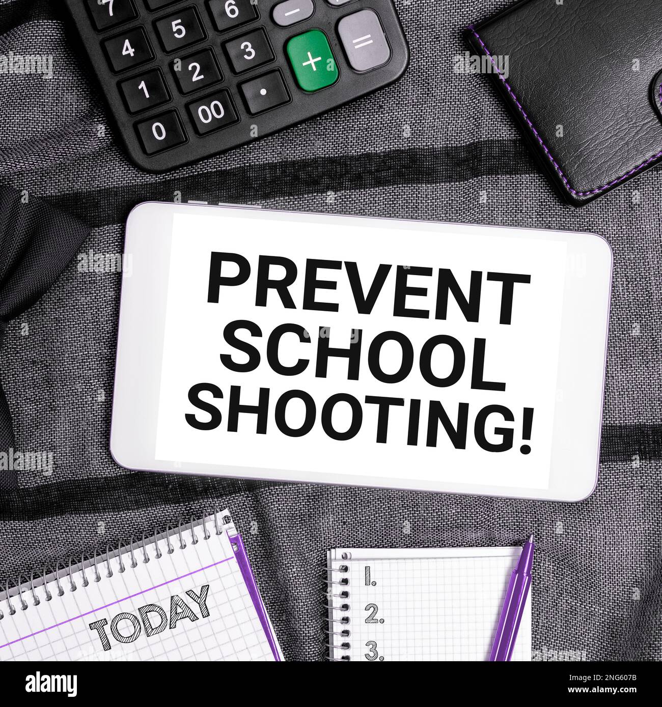 Text caption presenting Prevent School Shooting. Concept meaning