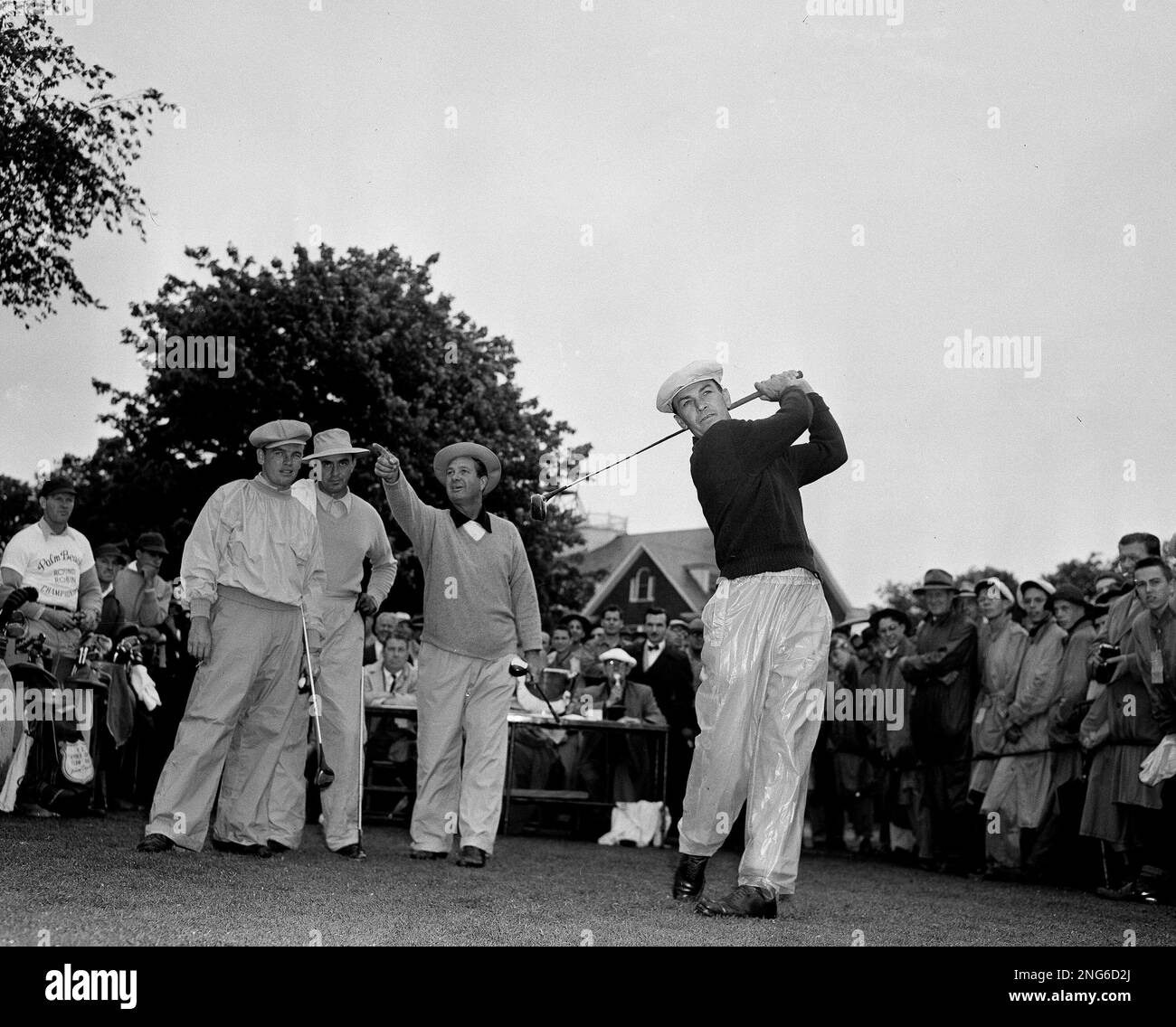 Ben Hogan is seen driving in the Palm Beach, Round Robin golf tournament in New Rochelle, N.Y
