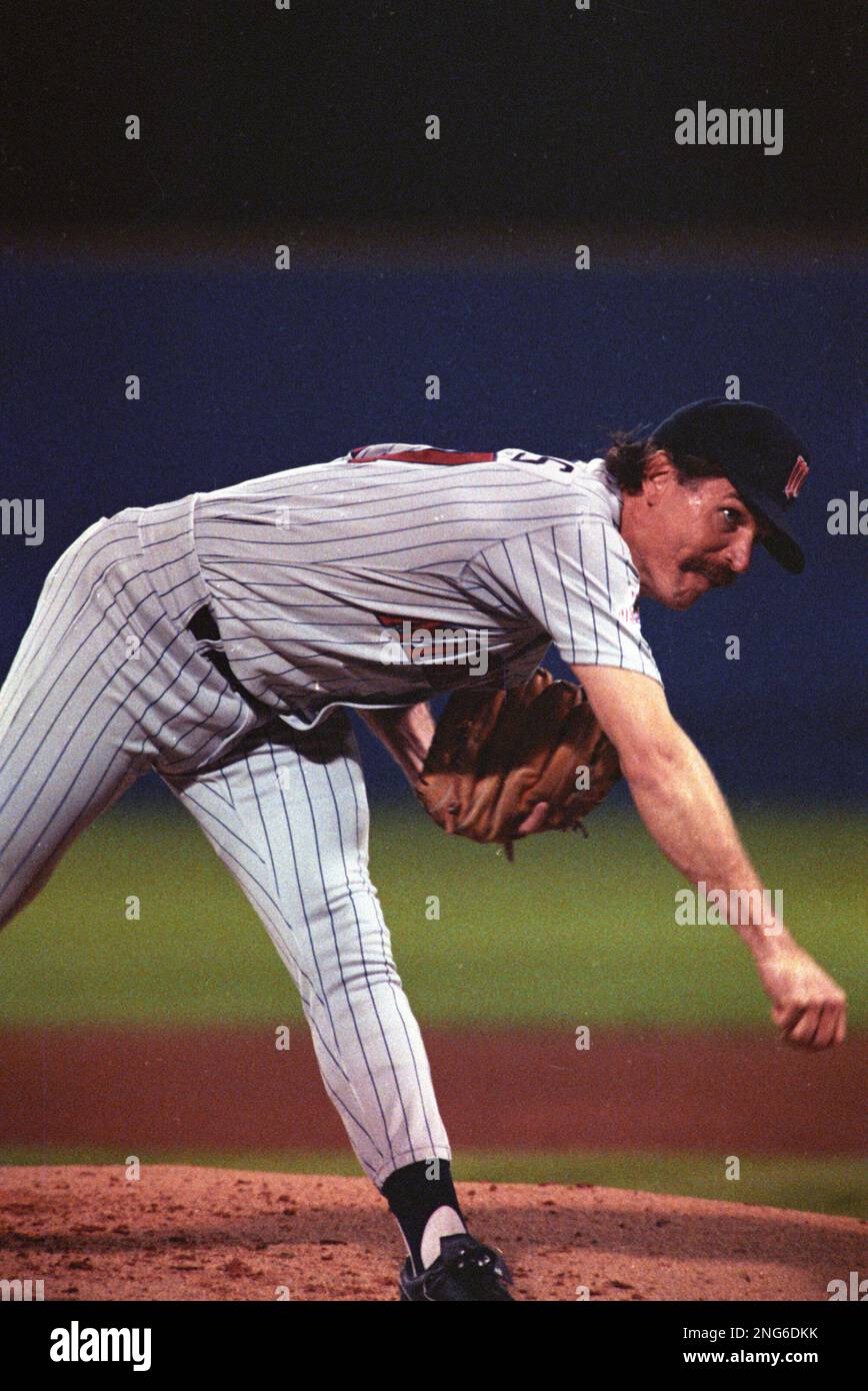 Minnesota Twins starting pitcher Jack Morris (47) hurls against the Atlanta  Braves in the first inning of game four of the World Series Wednesday  October 23, 1991in Atlanta. (AP Photo/Jim Mone Stock