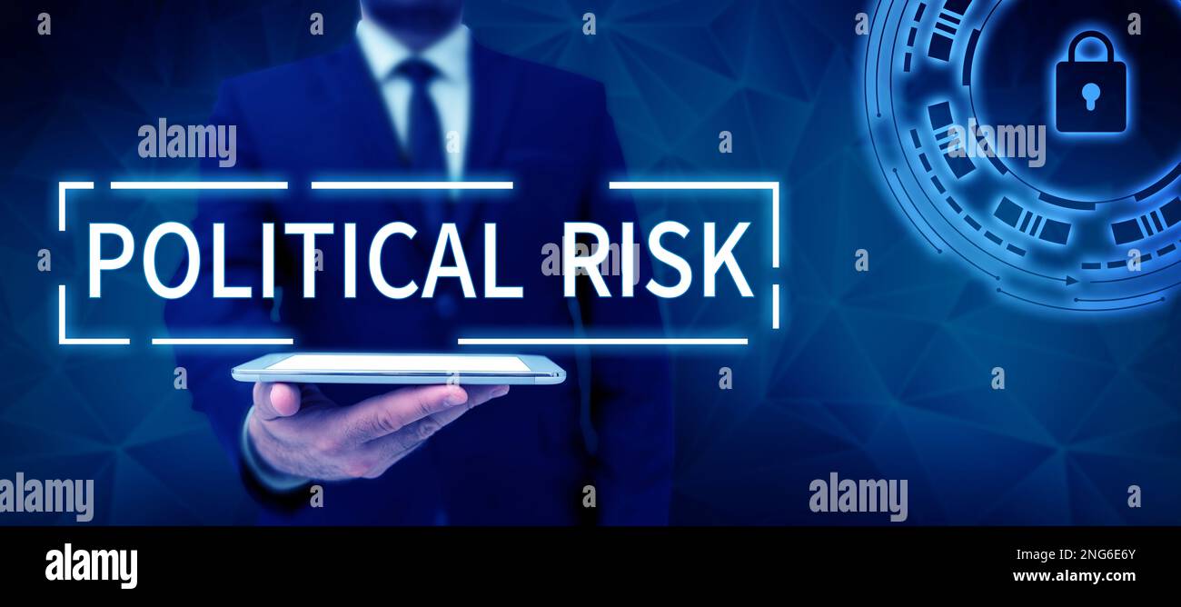 Hand writing sign Political Risk. Concept meaning communications person ...