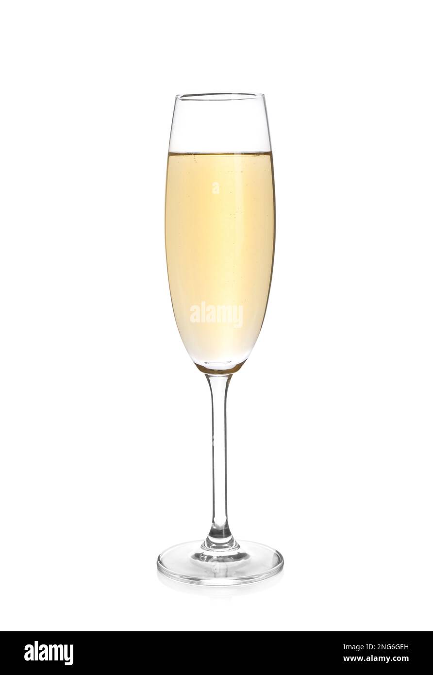Elegant flute of champagne isolated on white Stock Photo Alamy