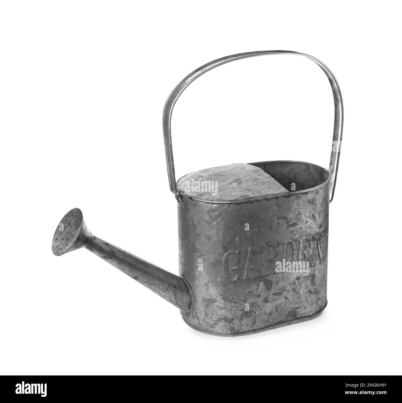 Vintage metal watering can isolated on white Stock Photo Alamy