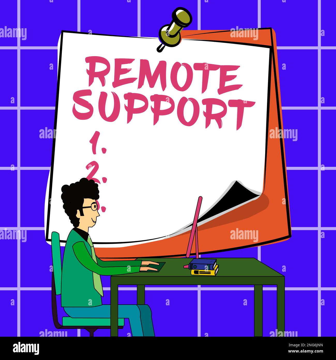Text caption presenting Remote Support. Concept meaning help endusers