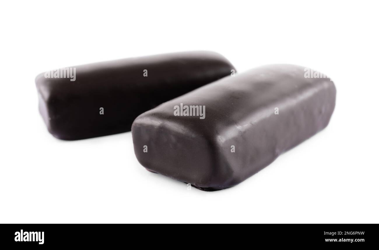 Delicious glazed curd snack on white background Stock Photo - Alamy