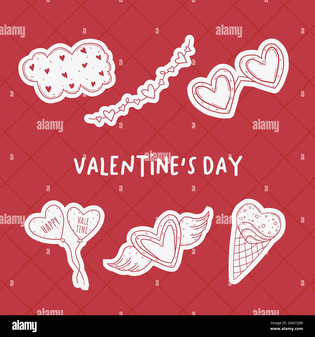 Valentine's day doodle hand drawn elements collection, Love doodles ...